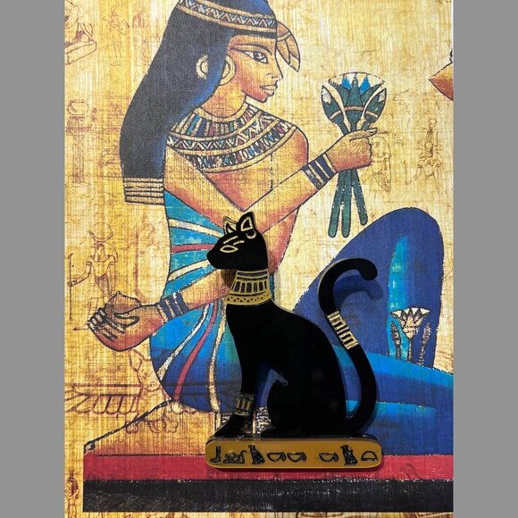 Large Egyptian Goddess Bast Statement Brooch, Bastet Black Cat Goddess Pin - Picture 1 of 6